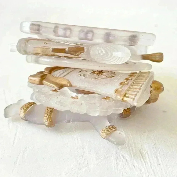 Vintage Christmas Ornament Frosted Clear Glass Gold Lot of 6 RARE - Picture 11 of 12